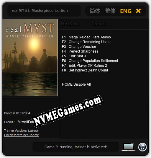 Treinador liberado para realMYST: Masterpiece Edition [v1.0.4]