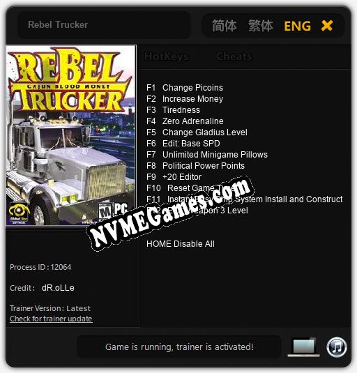 Rebel Trucker: Cheats, Trainer +12 [dR.oLLe]