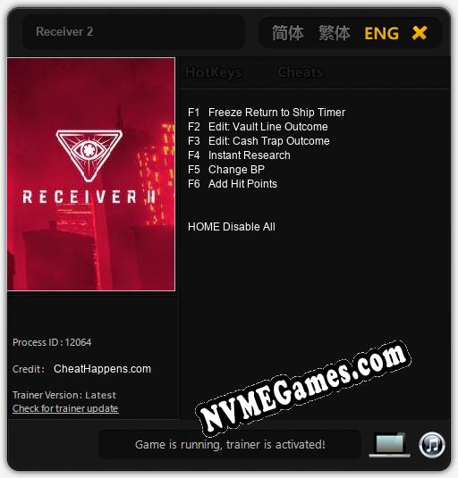 Receiver 2: Cheats, Trainer +6 [CheatHappens.com]