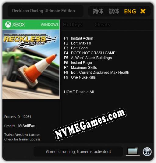 Reckless Racing Ultimate Edition: Cheats, Trainer +9 [MrAntiFan]