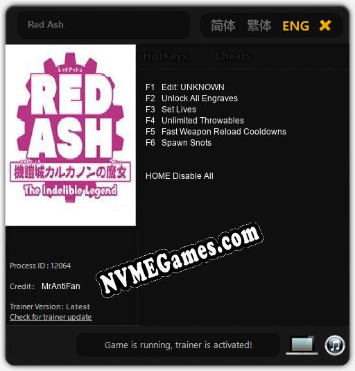 Red Ash: Treinador (V1.0.14)