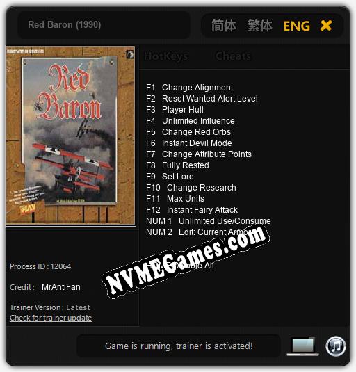 Red Baron (1990): Trainer +14 [v1.3]