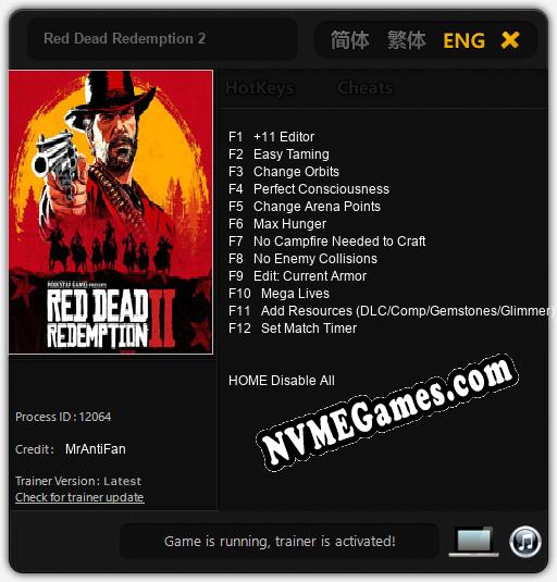 Red Dead Redemption 2: Trainer +12 [v1.1]