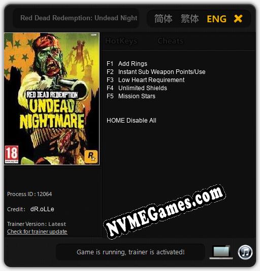 Red Dead Redemption: Undead Nightmare: Cheats, Trainer +5 [dR.oLLe]