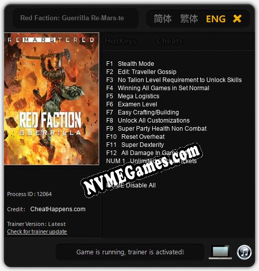 Red Faction: Guerrilla Re-Mars-tered: Treinador (V1.0.53)