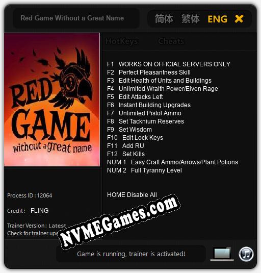 Treinador liberado para Red Game Without a Great Name [v1.0.1]