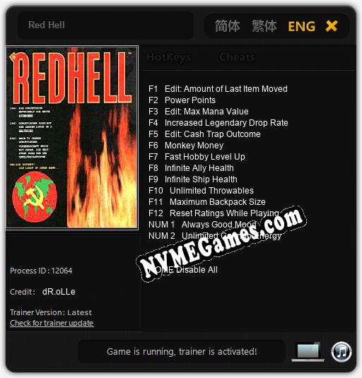 Treinador liberado para Red Hell [v1.0.8]