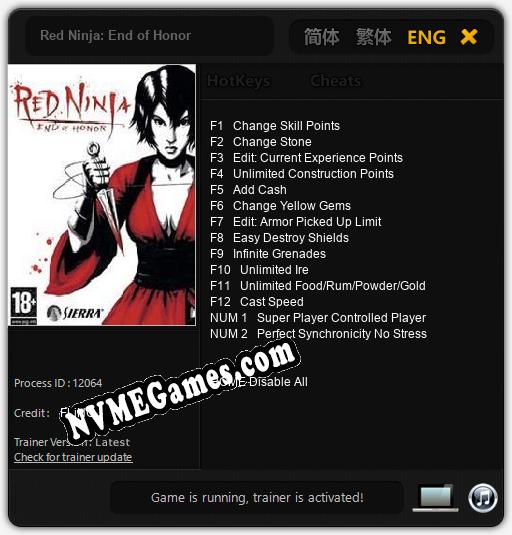 Red Ninja: End of Honor: Cheats, Trainer +14 [FLiNG]