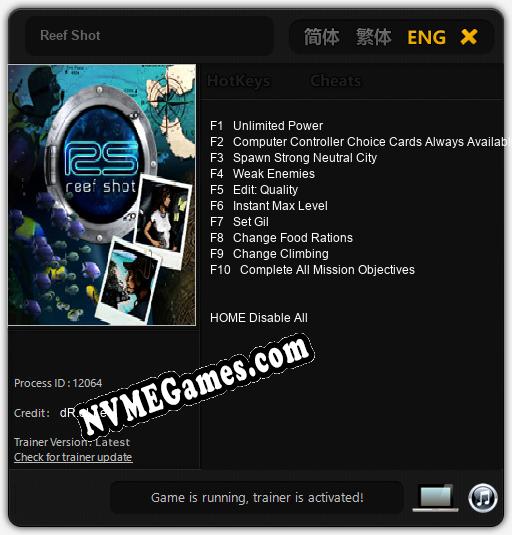 Reef Shot: Cheats, Trainer +10 [dR.oLLe]