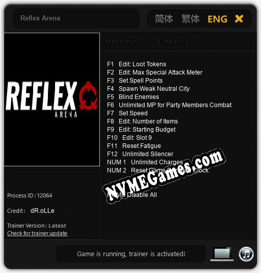 Treinador liberado para Reflex Arena [v1.0.3]