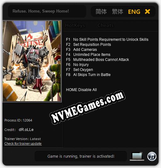 Refuse. Home, Sweep Home!: Cheats, Trainer +8 [dR.oLLe]