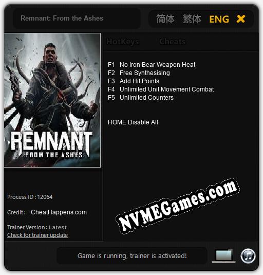 Treinador liberado para Remnant: From the Ashes [v1.0.5]