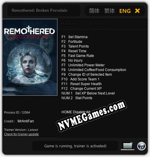 Remothered: Broken Porcelain: Trainer +14 [v1.5]