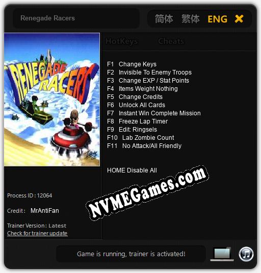 Renegade Racers: Treinador (V1.0.61)