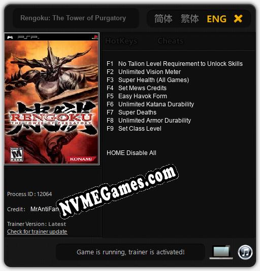 Rengoku: The Tower of Purgatory: Cheats, Trainer +9 [MrAntiFan]