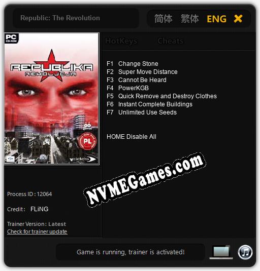 Republic: The Revolution: Cheats, Trainer +7 [FLiNG]