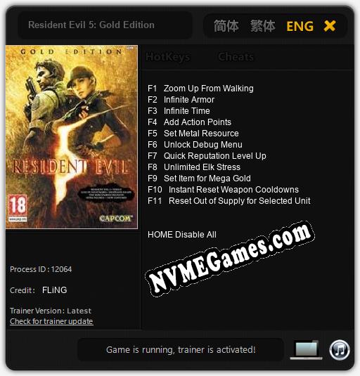 Resident Evil 5: Gold Edition: Trainer +11 [v1.1]