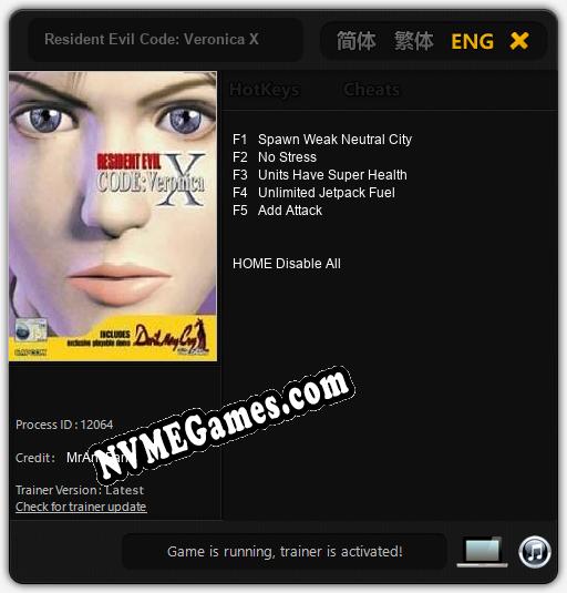 Resident Evil Code: Veronica X: Trainer +5 [v1.9]