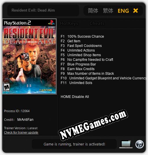 Resident Evil: Dead Aim: Cheats, Trainer +11 [MrAntiFan]