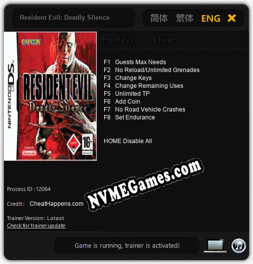 Resident Evil: Deadly Silence: Cheats, Trainer +8 [CheatHappens.com]