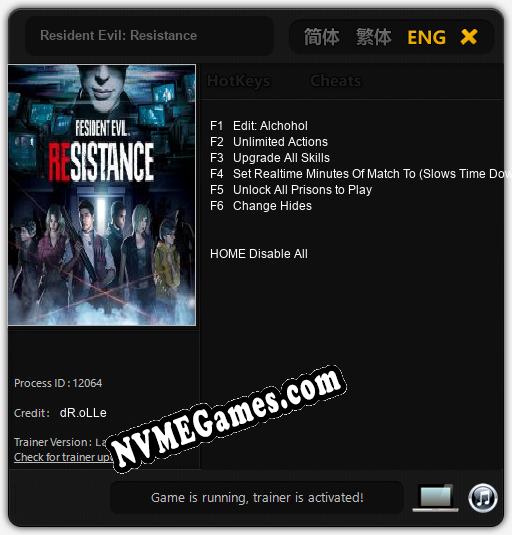 Resident Evil: Resistance: Cheats, Trainer +6 [dR.oLLe]
