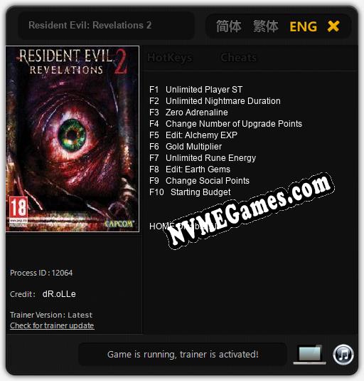 Resident Evil: Revelations 2: Cheats, Trainer +10 [dR.oLLe]