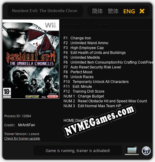 Resident Evil: The Umbrella Chronicles: Cheats, Trainer +15 [MrAntiFan]