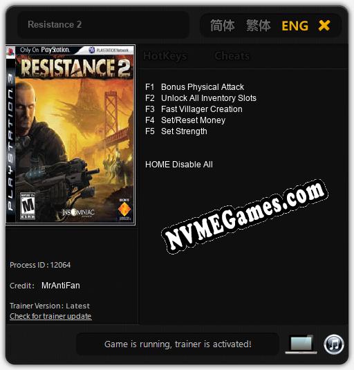 Resistance 2: Trainer +5 [v1.9]