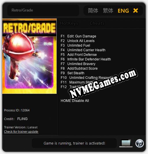 Retro/Grade: Cheats, Trainer +12 [FLiNG]