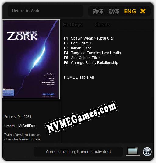 Return to Zork: Trainer +6 [v1.3]