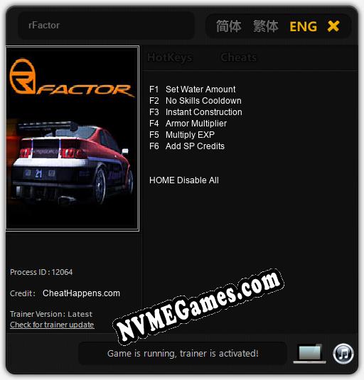 rFactor: Cheats, Trainer +6 [CheatHappens.com]