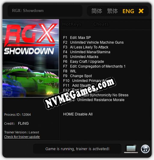 RGX: Showdown: Cheats, Trainer +14 [FLiNG]