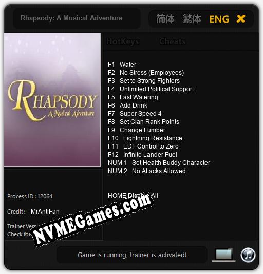 Rhapsody: A Musical Adventure: Treinador (V1.0.79)