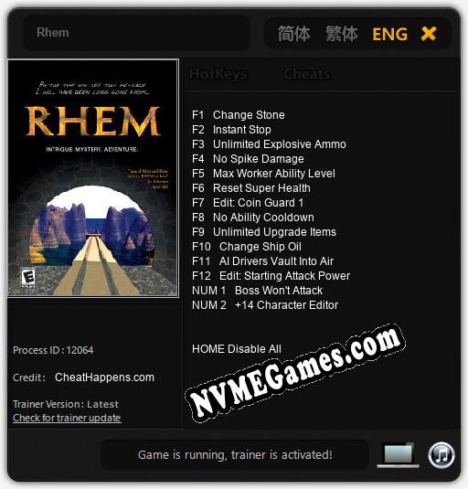 Treinador liberado para Rhem [v1.0.7]