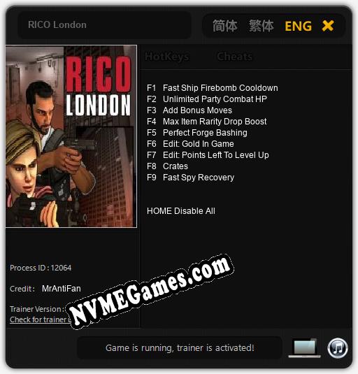 RICO London: Cheats, Trainer +9 [MrAntiFan]