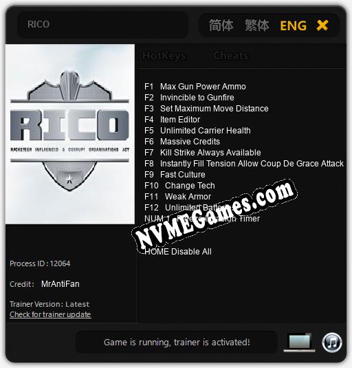 RICO: Trainer +13 [v1.3]