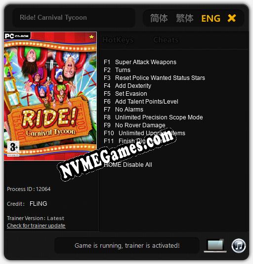 Ride! Carnival Tycoon: Treinador (V1.0.93)