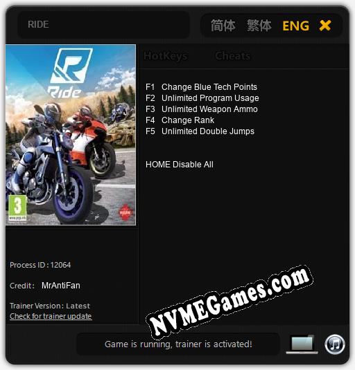 RIDE: Trainer +5 [v1.9]