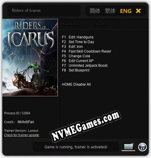 Riders of Icarus: Cheats, Trainer +8 [MrAntiFan]