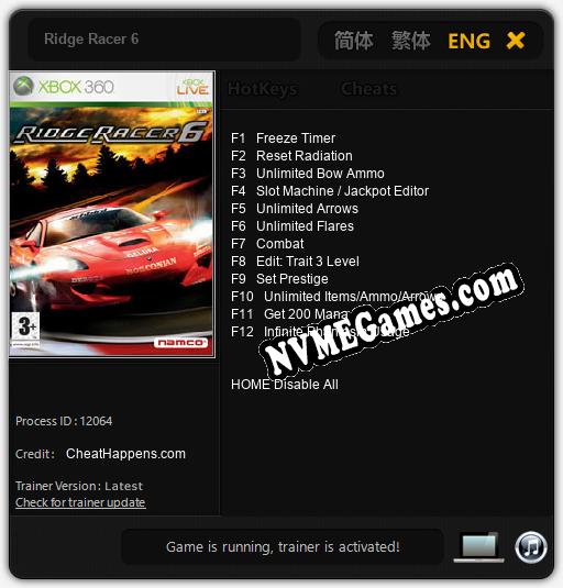 Ridge Racer 6: Cheats, Trainer +12 [CheatHappens.com]