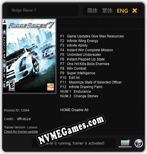 Ridge Racer 7: Cheats, Trainer +14 [dR.oLLe]