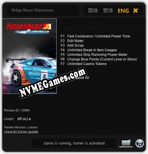 Ridge Racer Slipstream: Cheats, Trainer +7 [dR.oLLe]