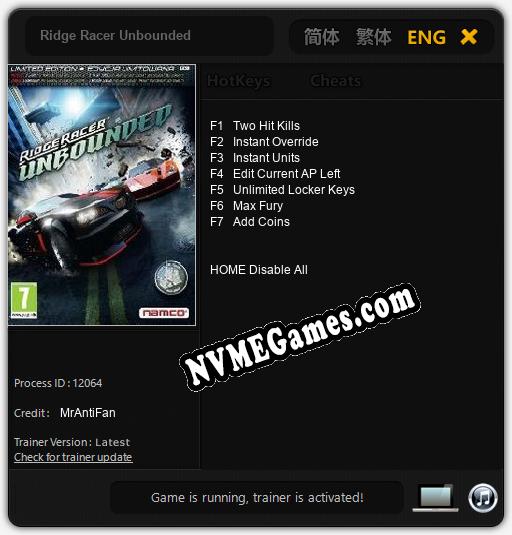 Ridge Racer Unbounded: Trainer +7 [v1.7]