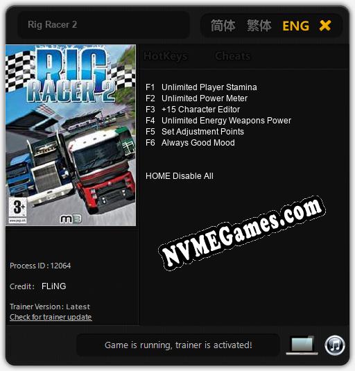 Treinador liberado para Rig Racer 2 [v1.0.6]