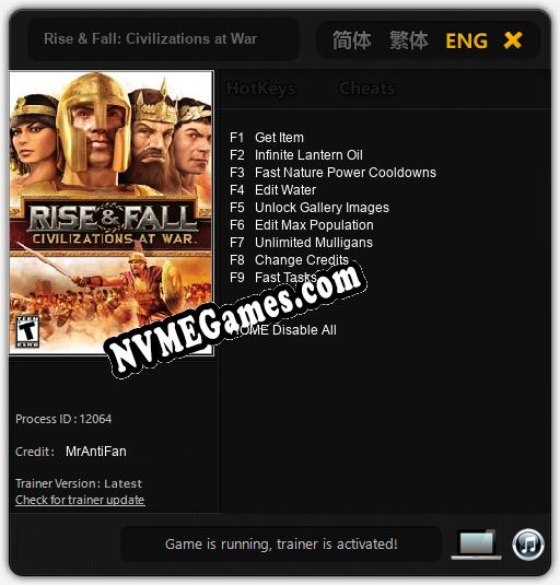 Rise & Fall: Civilizations at War: Trainer +9 [v1.5]