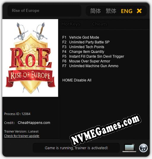 Rise of Europe: Trainer +7 [v1.7]