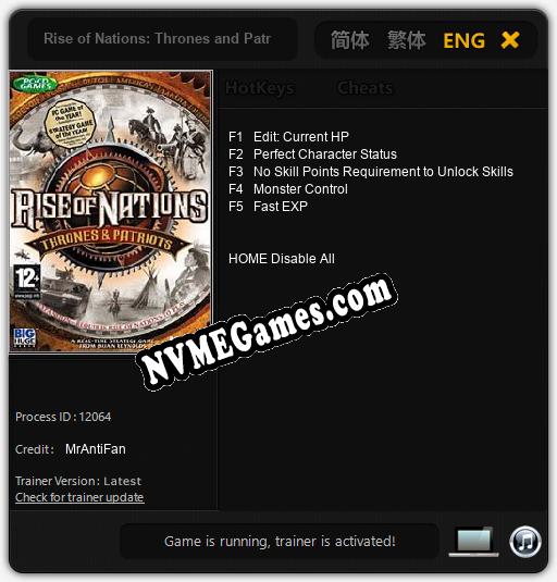 Rise of Nations: Thrones and Patriots: Cheats, Trainer +5 [MrAntiFan]