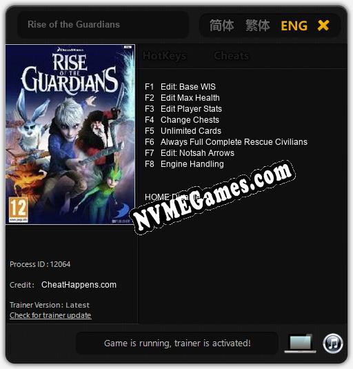 Rise of the Guardians: Trainer +8 [v1.6]