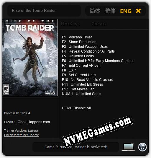 Rise of the Tomb Raider: Trainer +13 [v1.6]