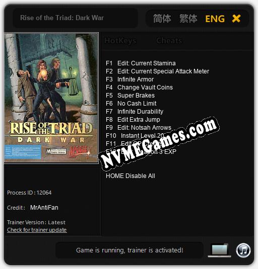 Rise of the Triad: Dark War: Trainer +12 [v1.4]